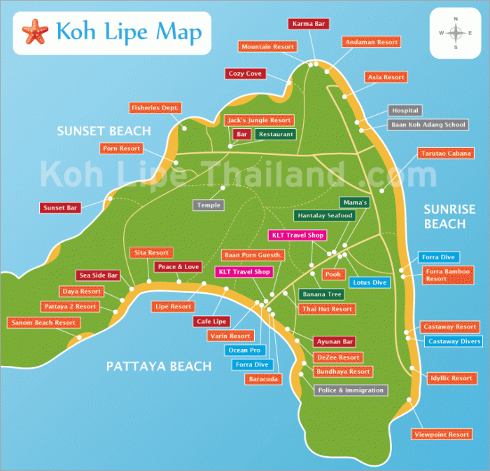 Карты Ко Липе (Map of Koh Lipe)